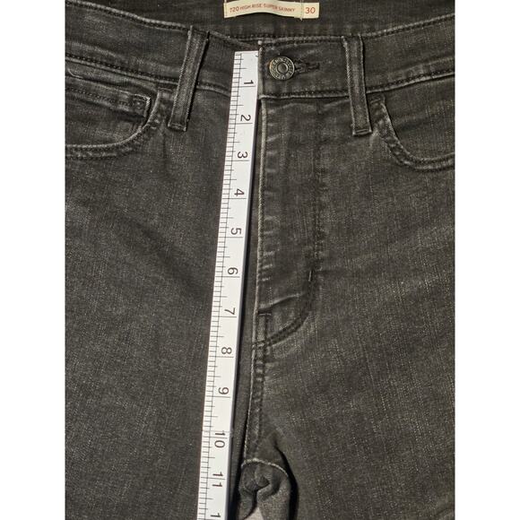 LEVI'S Womens 720‎ Super High Rise Skinny Jeans W28 L28 Black Cotton - Picture 4 of 8